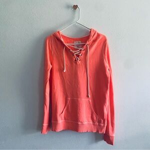 American Eagle Outfitters Pink Lace Up Hoodie